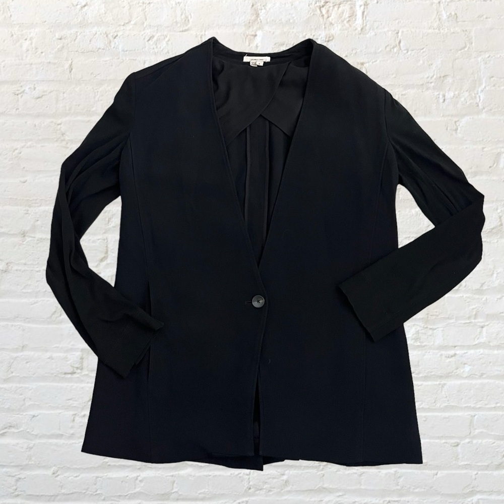 Helmut Lang mixed media black collarless blazer
